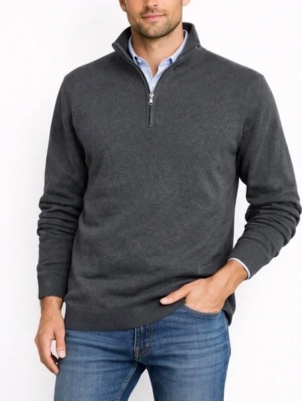Michael Kors Men’s 1/4 Zip Pullover Sweater - Charcoal - XXL